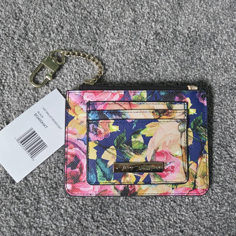 Betsey Johnson Floral Card Holder with Gold Chain - Picture 2 of 3